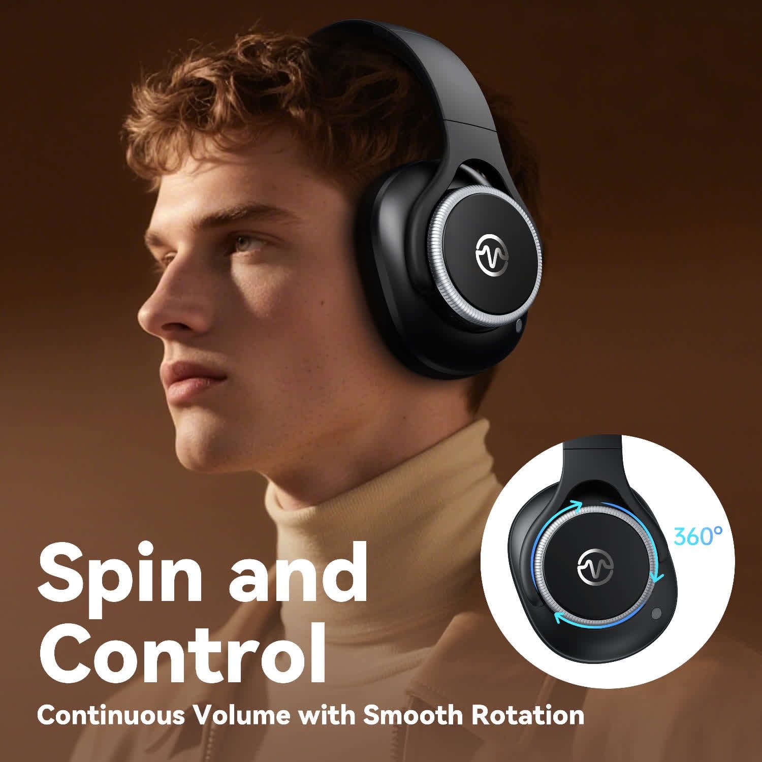 Active Noise Cancelling Headphones,60H Playtime Bluetooth 6.0 Wireless Headphones with Hi-Res Audio, Over Ear Headphones with Microphone, Deep Bass,Comfort Fit,Foldable Headset for Travel Office Game